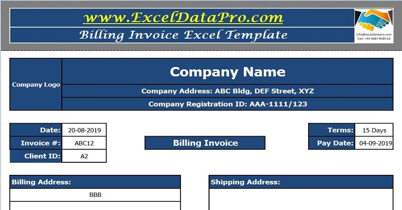 Download Invoice Excel Templates