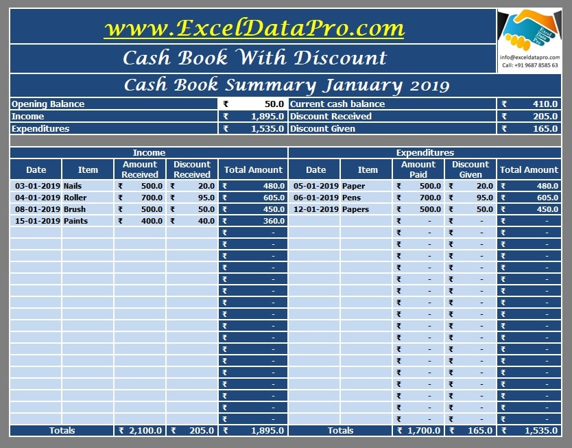 excel cashbook template