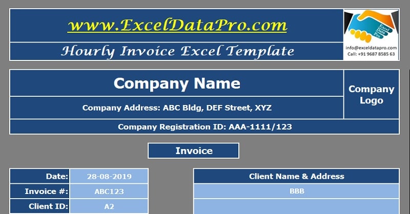 Hourly Invoice Excel Template
