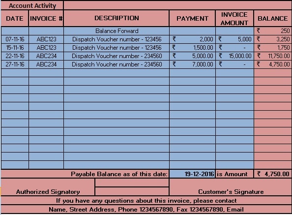 Download Billing Statement Excel Template ExcelDataPro