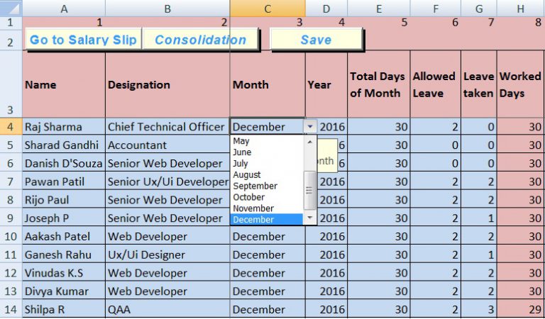 Employee Salary Sheet In Excel - Printable Timeline Templates