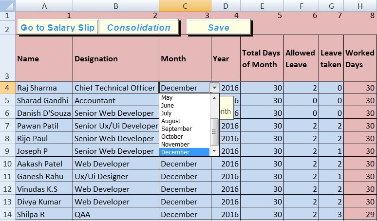 Salary Sheet Excel Template