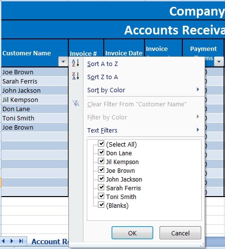 Accounts Receivable Template