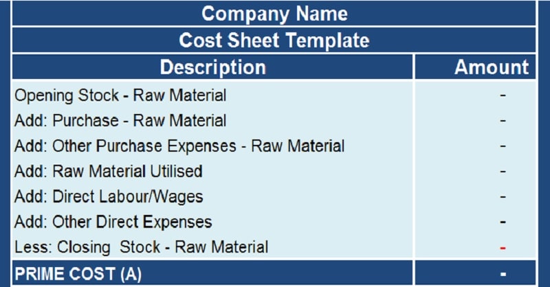 Download Cost Sheet With COGS Excel Template