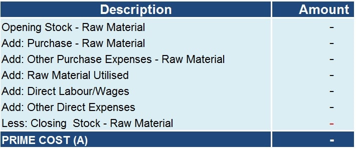 Cost Sheet