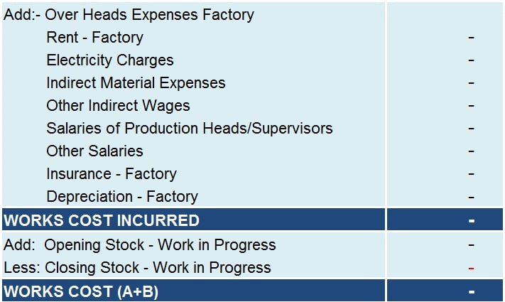 Cost Sheet