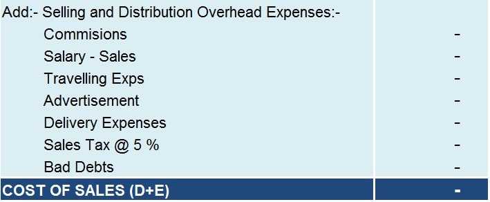 Cost Sheet