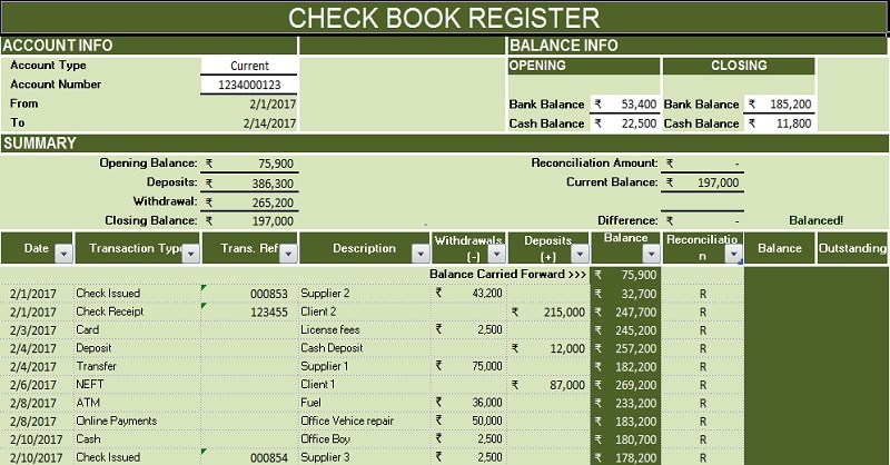 Checkbook Register Templates 10 Free Docs Xlsx PDF Formats 