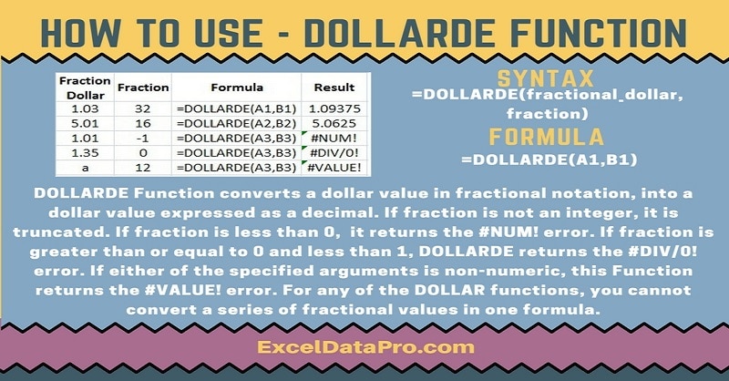 How To Use Dollarde Function Exceldatapro 0536