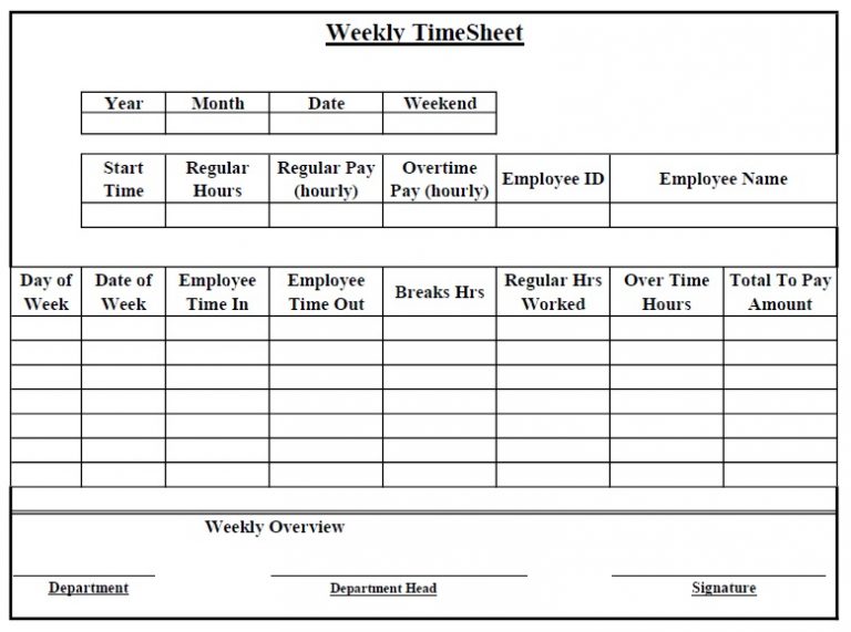 Download Weekly Timesheet Excel Template - ExcelDataPro