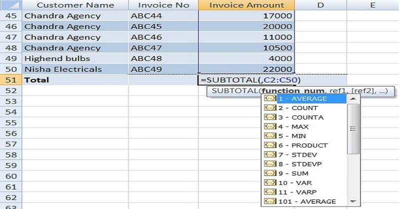 How To SUM Filtered Data Using SUBTOTAL Function In Excel