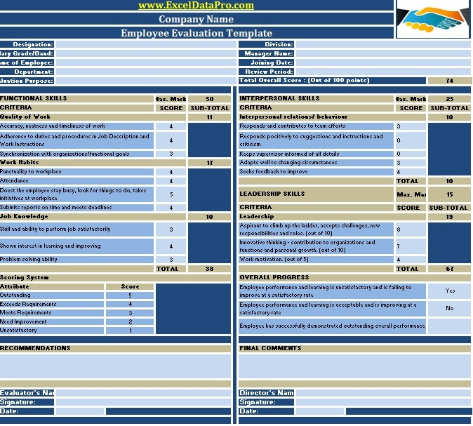 download-employee-performance-evaluation-excel-template-exceldatapro