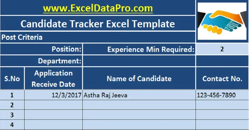 Download Job Candidate Tracker Excel Template Exceldatapro