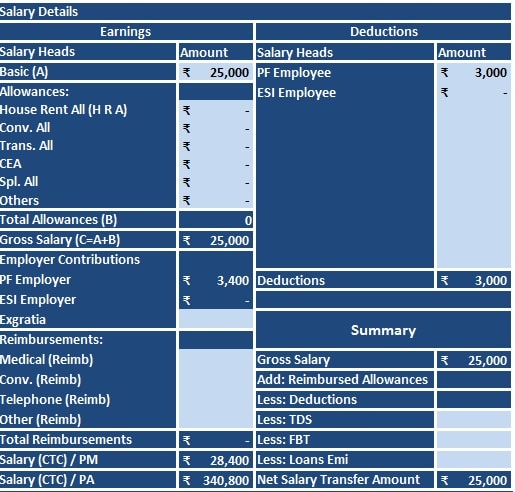 employee slip 2019 salary Template  Slip Corporate Download  ExcelDataPro Salary Excel