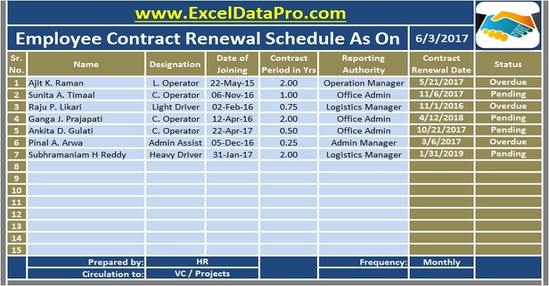 employee excel template