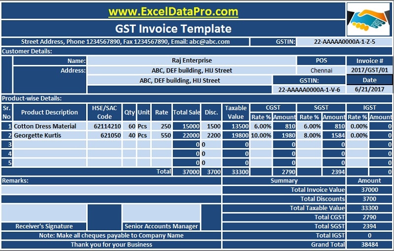 Download 10 GST Invoice Templates in Excel ExcelDataPro