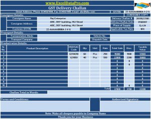 Download GST Delivery Challan Format in Excel For Transportation Of ...