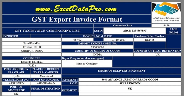 Gst Export Invoice Format In India 100 Free Gst Billing Software For