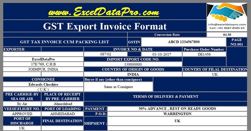 GST Export Invoice