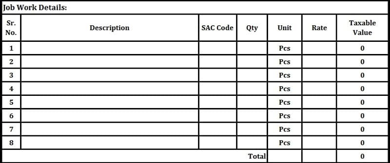 GST Invoice Format For Job Workers