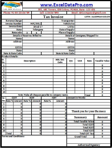 GST Invoice Format for Traders and Wholesalers