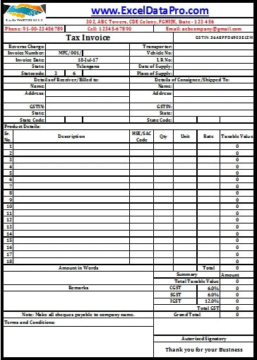 GST Invoice Format for Traders and Wholesalers