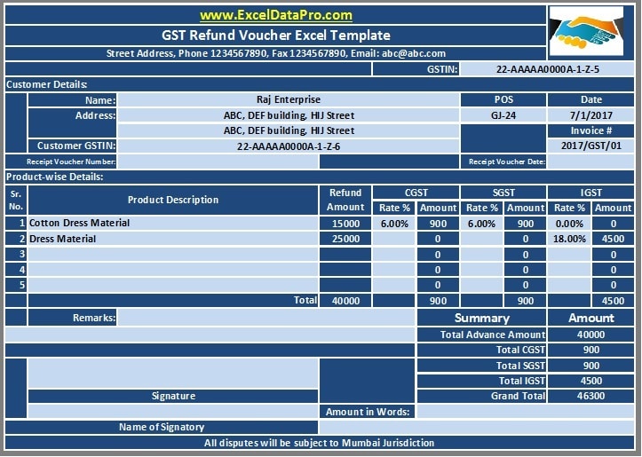 GST Compliant Invoices and Vouchers