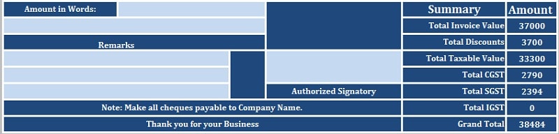 GST Debit Note Format