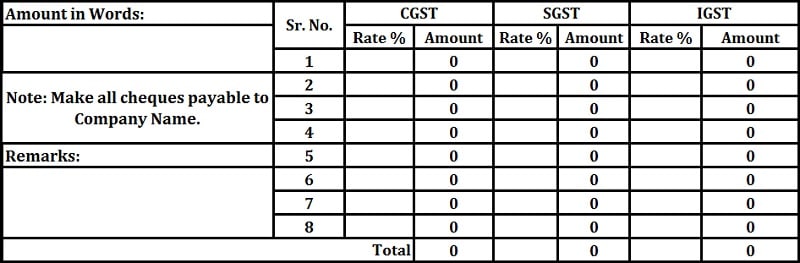 GST Invoice Format For Job Workers