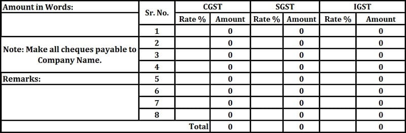 GST Invoice format for Service Providers