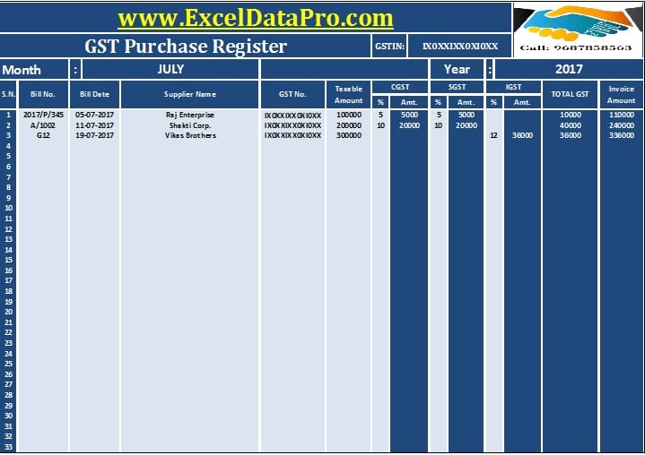 GST Purchase Register