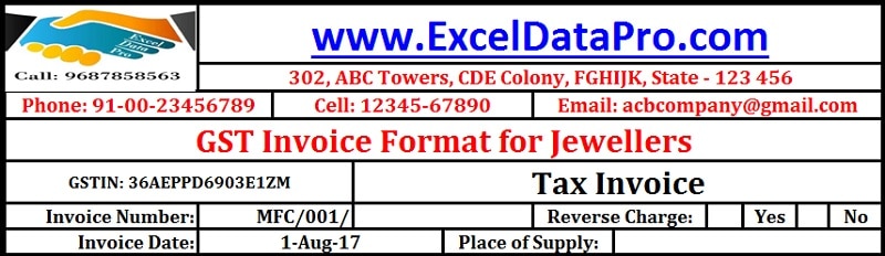 GST Invoice format for Jewelers