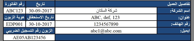 UAE Invoice Template