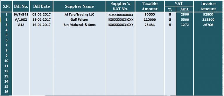 Download UAE VAT Purchase Register Excel Template - ExcelDataPro