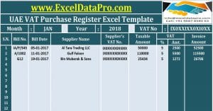 UAE VAT Purchase Register