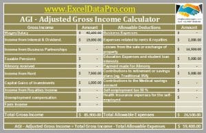 Download Adjusted Gross Income Calculator Excel Template - ExcelDataPro