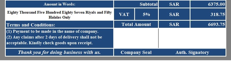 VAT Credit Note Template