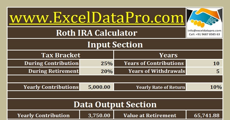 Download Roth IRA Calculator Excel Template - ExcelDataPro