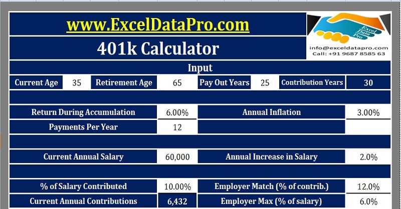 Download 401k Calculator Excel Template