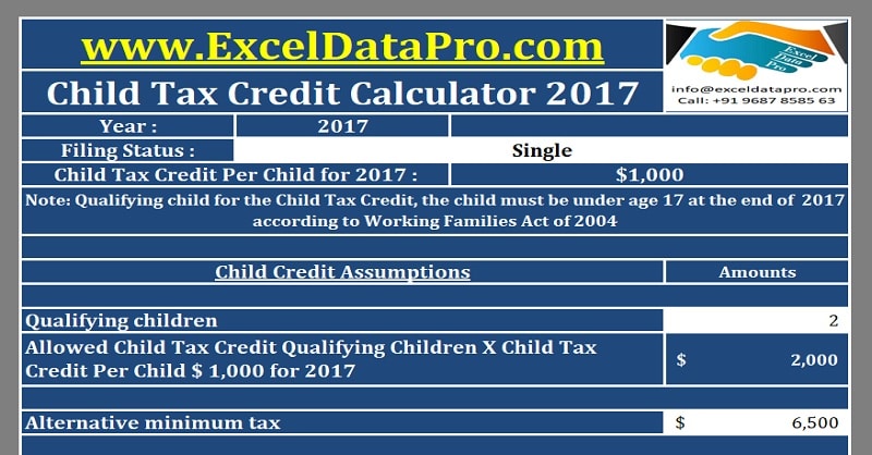 Download Child Tax Credit Calculator Excel Template