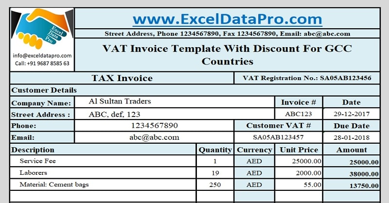 GCC VAT Invoice Template With Discount