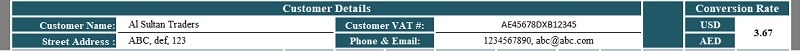 UAE VAT Dual Currency Invoice