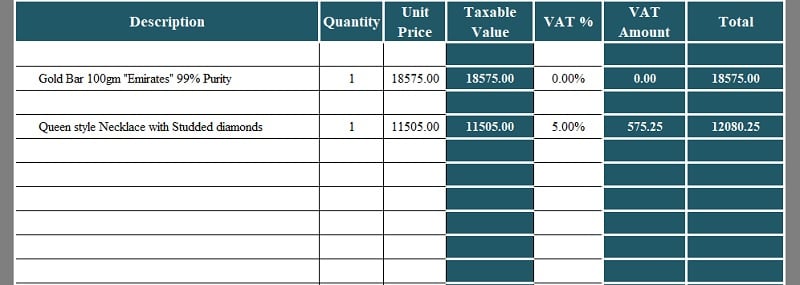 UAE VAT Composite Supply Invoice