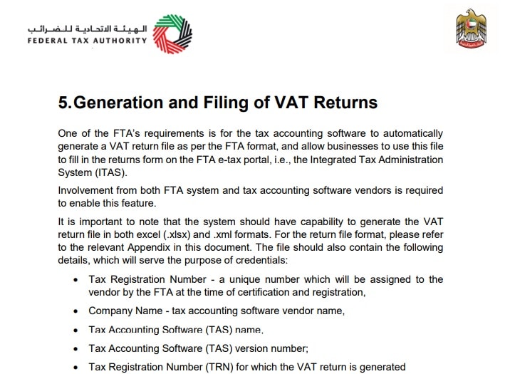 UAE VAT Return Format