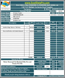 Download UAE VAT Multiple Tax Invoice Excel Template - ExcelDataPro