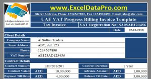 UAE VAT Progress Billing Invoice