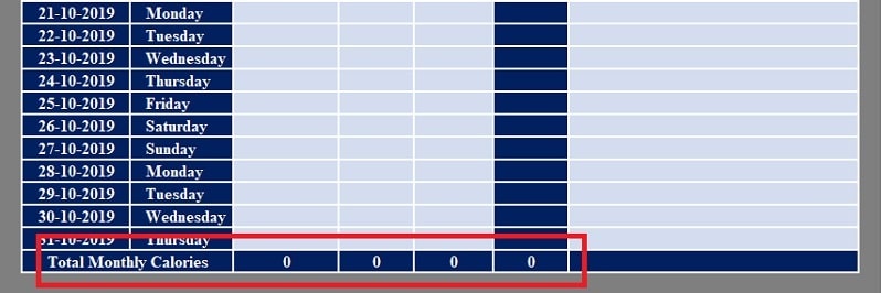 Calorie Intake Log