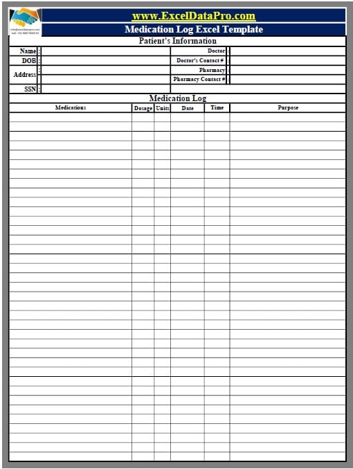 daily prescription log printable