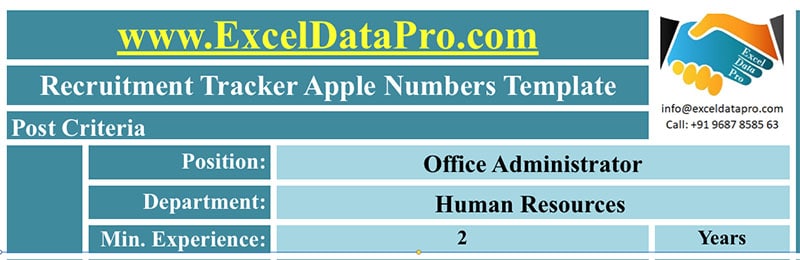 Recruitment Tracker Apple Numbers Template