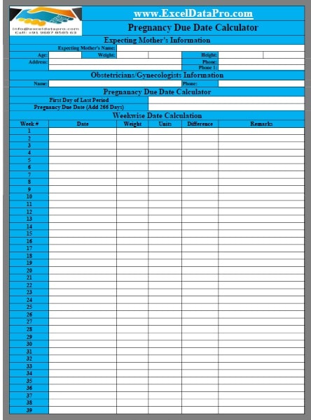 Baby Delivery Date Chart